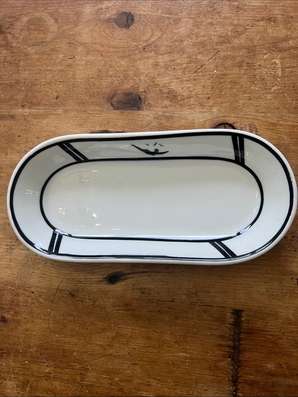 Shenango China New Castle PA Swim Diver Custom Celery Plates